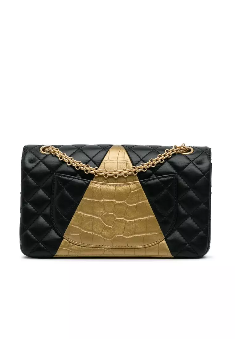 Pre-Loved Chanel Medium Croc Embossed Lambskin 2.55 Reissue Double Flap Bag