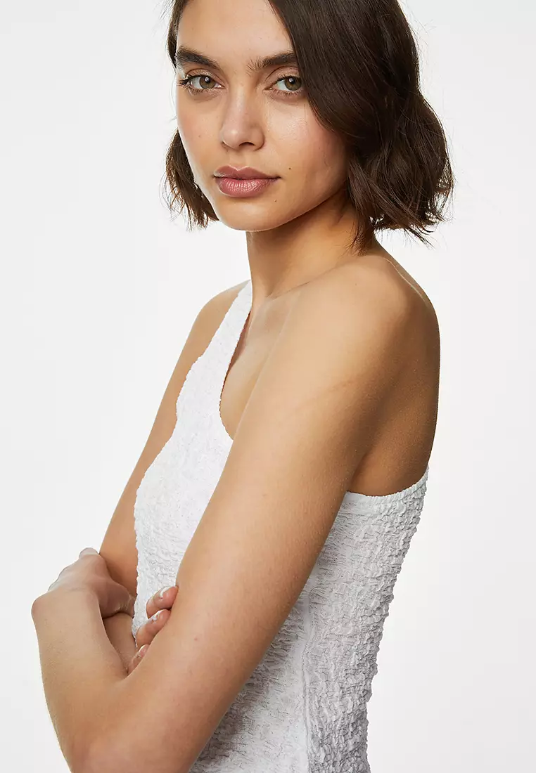 Jersey Textured One Shoulder Vest