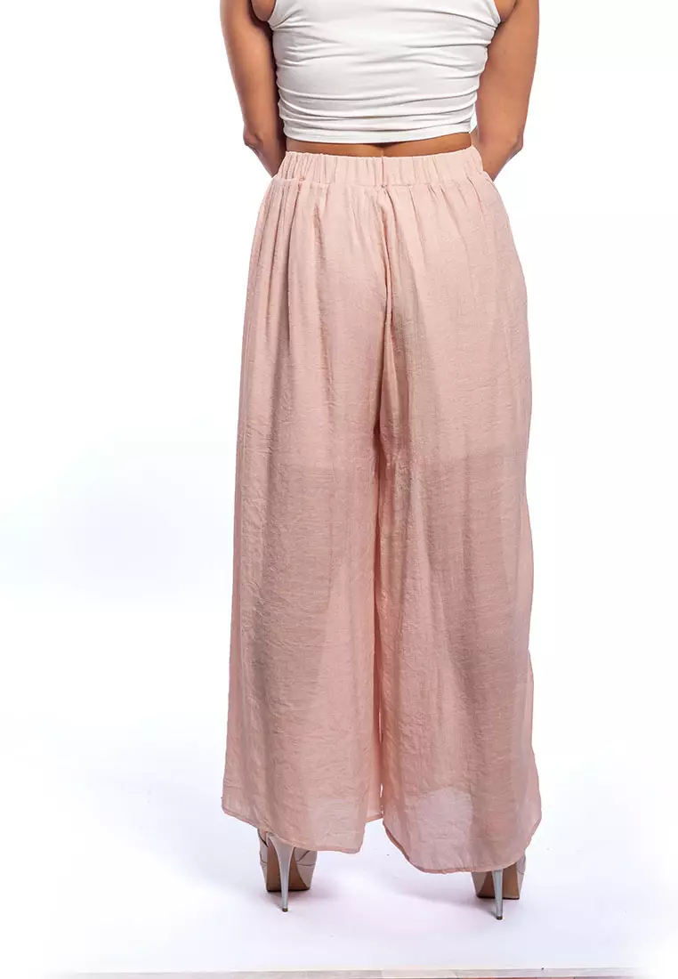 Myrna - Pull On Palazzo Pants - Dusty Pink