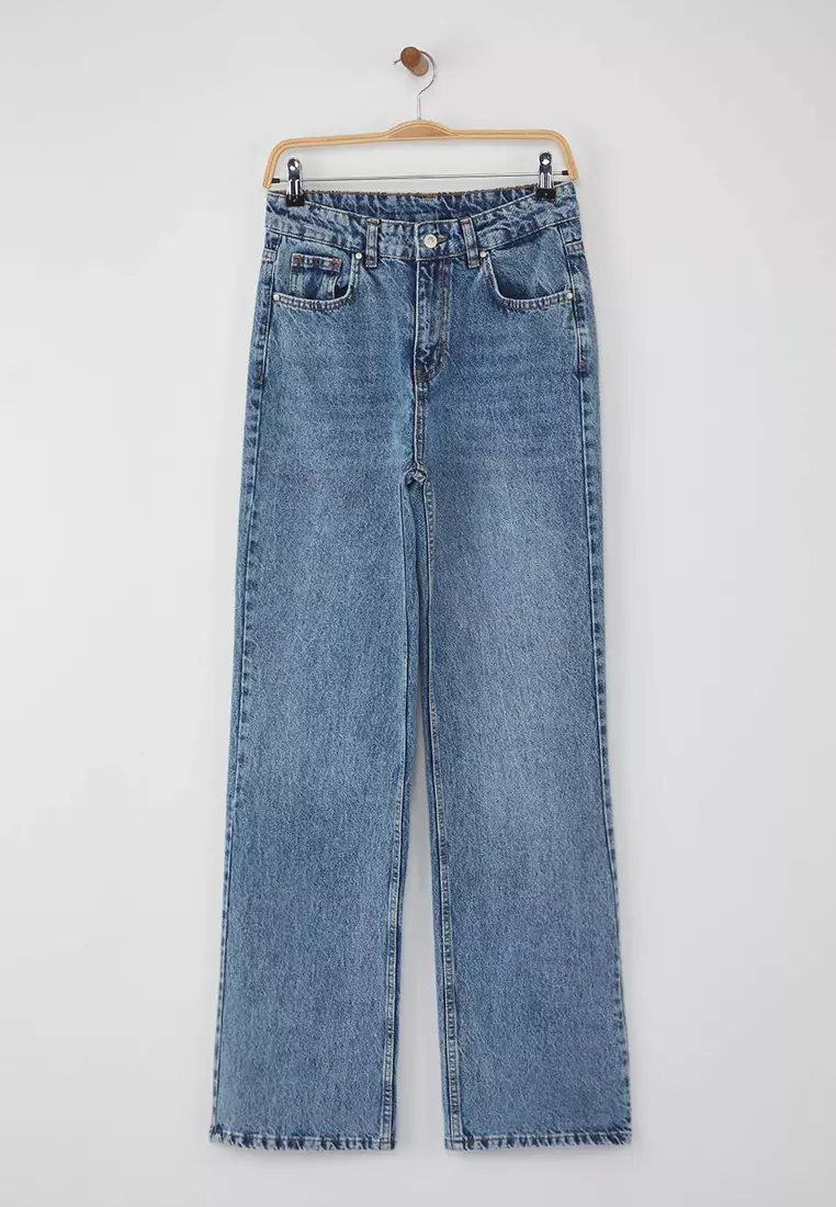 Blue High Waist Wide Leg Jeans Twoaw26Je00083