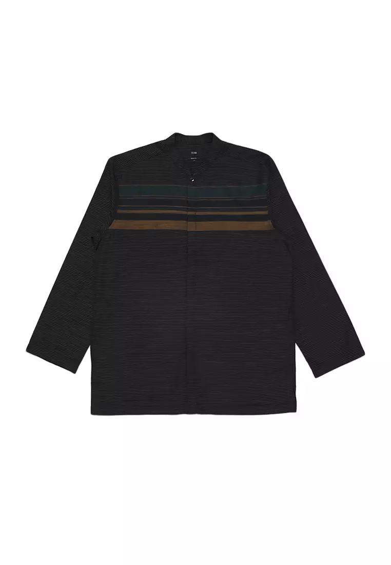 JOBB Fahim Baju Koko Pria Lengan Panjang Regular Fit Hitam