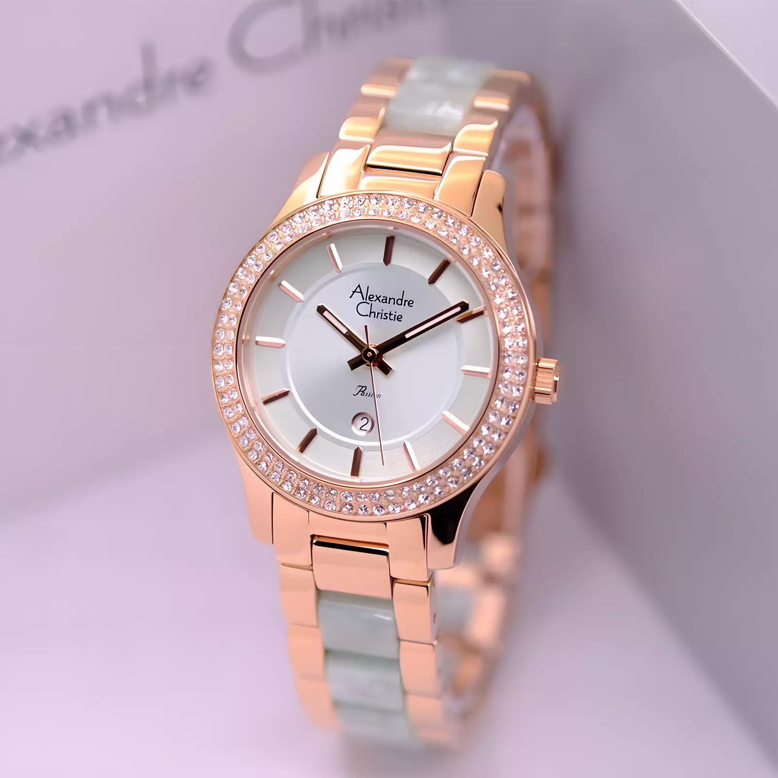 Jam Tangan Analog Wanita - Passion Series - Rose Gold Light Green - Stainless Steel - 2463 LDBRGLG
