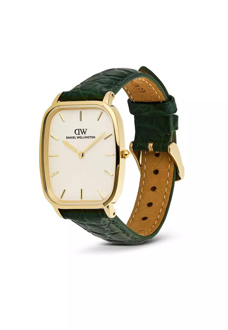 Marlon Croc Green Belly Linen Off-White Gold - Men Watch Stainless Steel Leather Strap DW Official Authentic Original