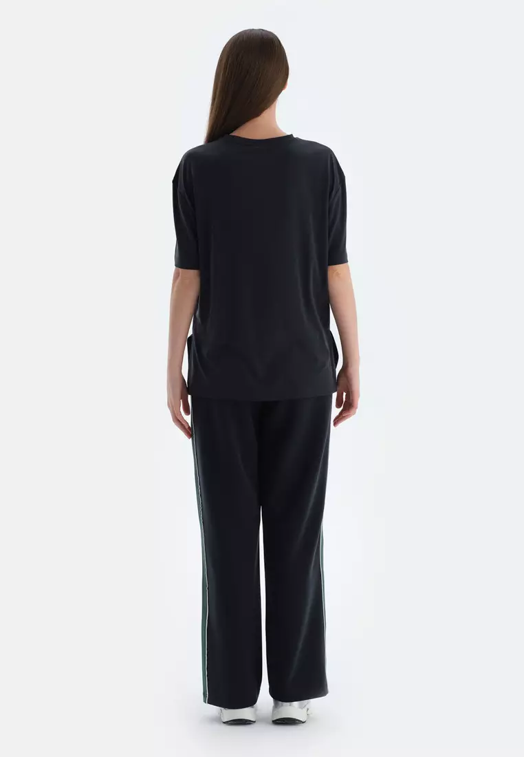 Black Trousers, Regular, Wide Leg, Activewear for Women