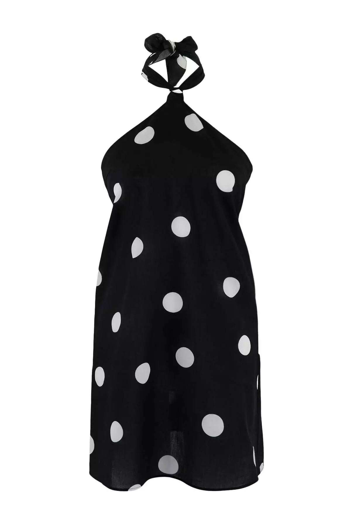 Polka Dot Li Woven Tie Detailed Mini Beach Dress Tbess26El19