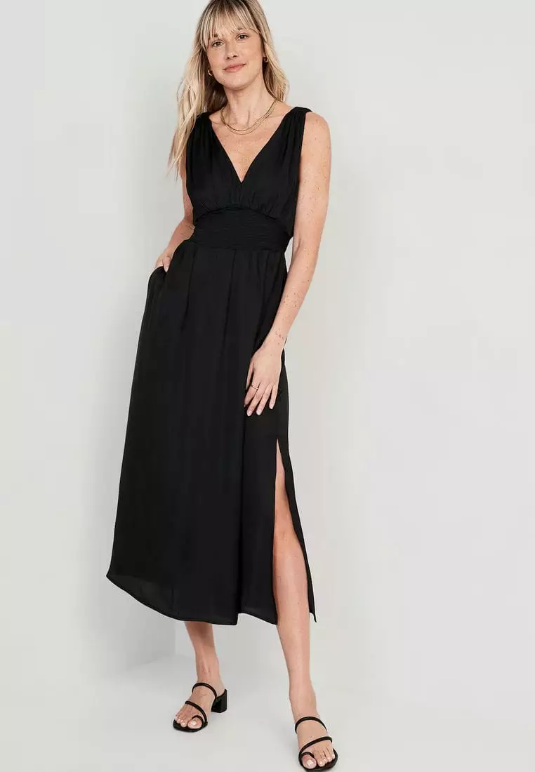 Buy Old Navy Waist-Defined Tie-Back Satin Maxi Dress for Women 2025 ...