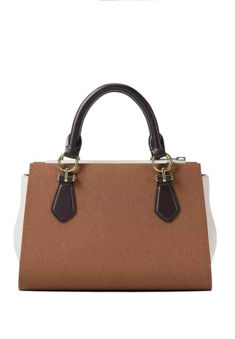 Marilyn Small Color-Block Saffiano Leather Messenger Bag - Brown
