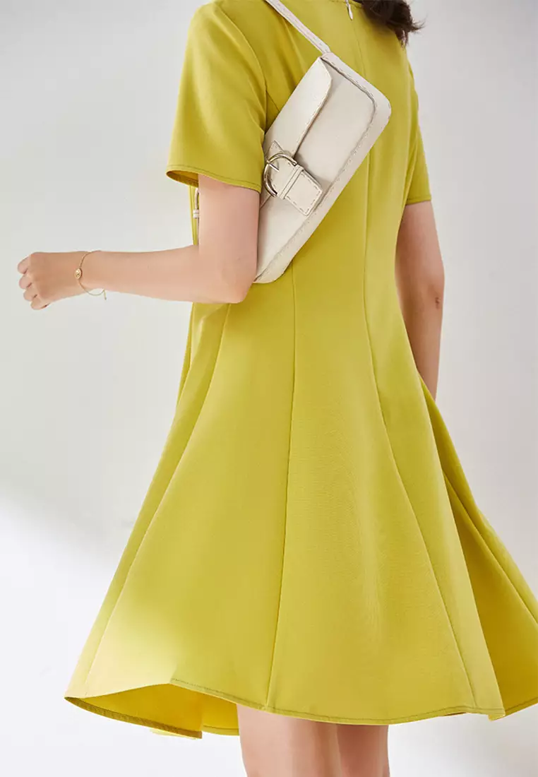 簡約優雅純色短袖連衣裙CA101934YE