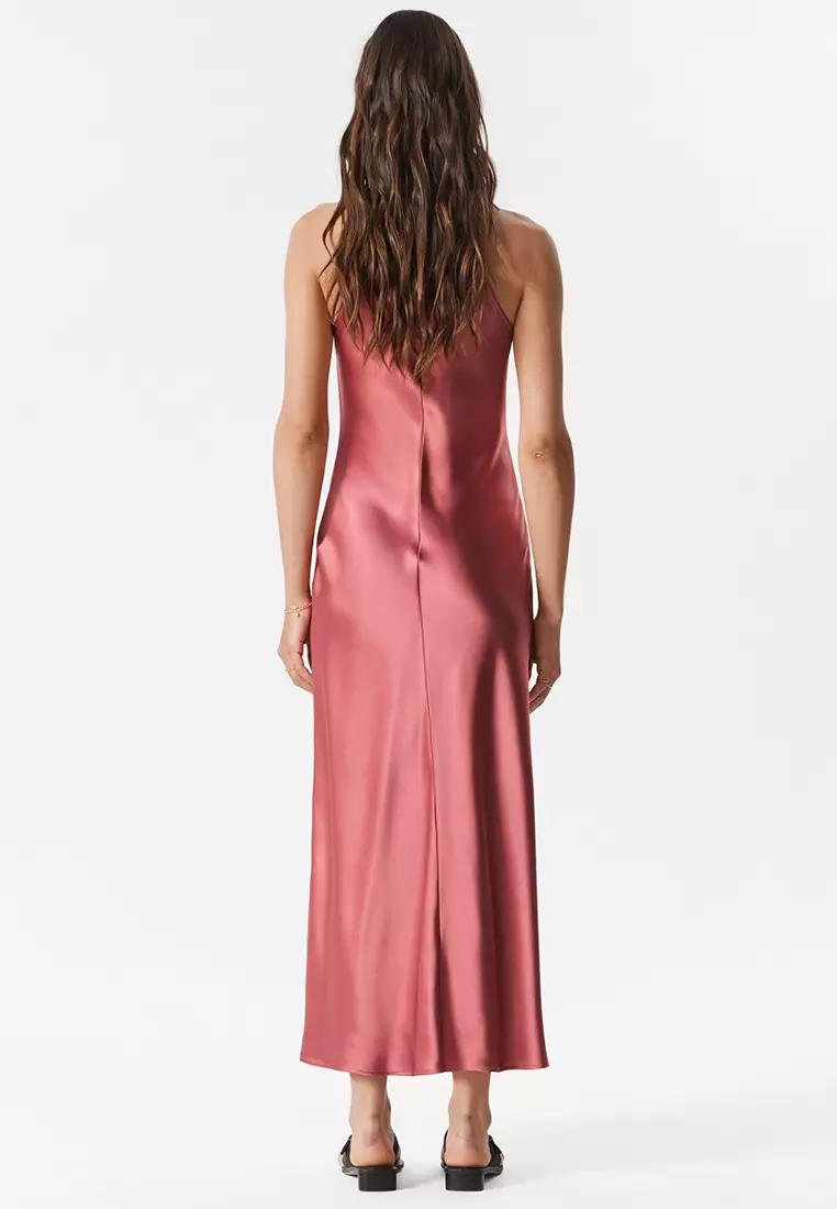 Sleeveless Satin Midi Dress