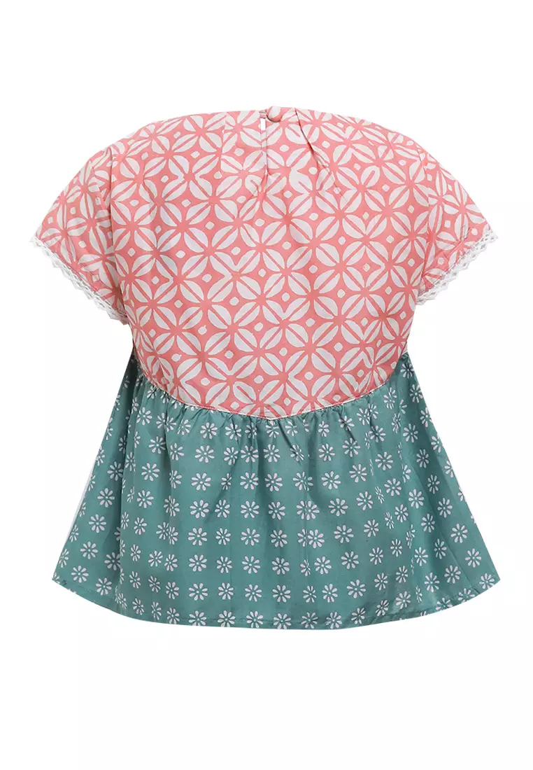 Blouse/ Blus Anak Perempuan Mecca Pink Batik Cap Junior Girl Casual