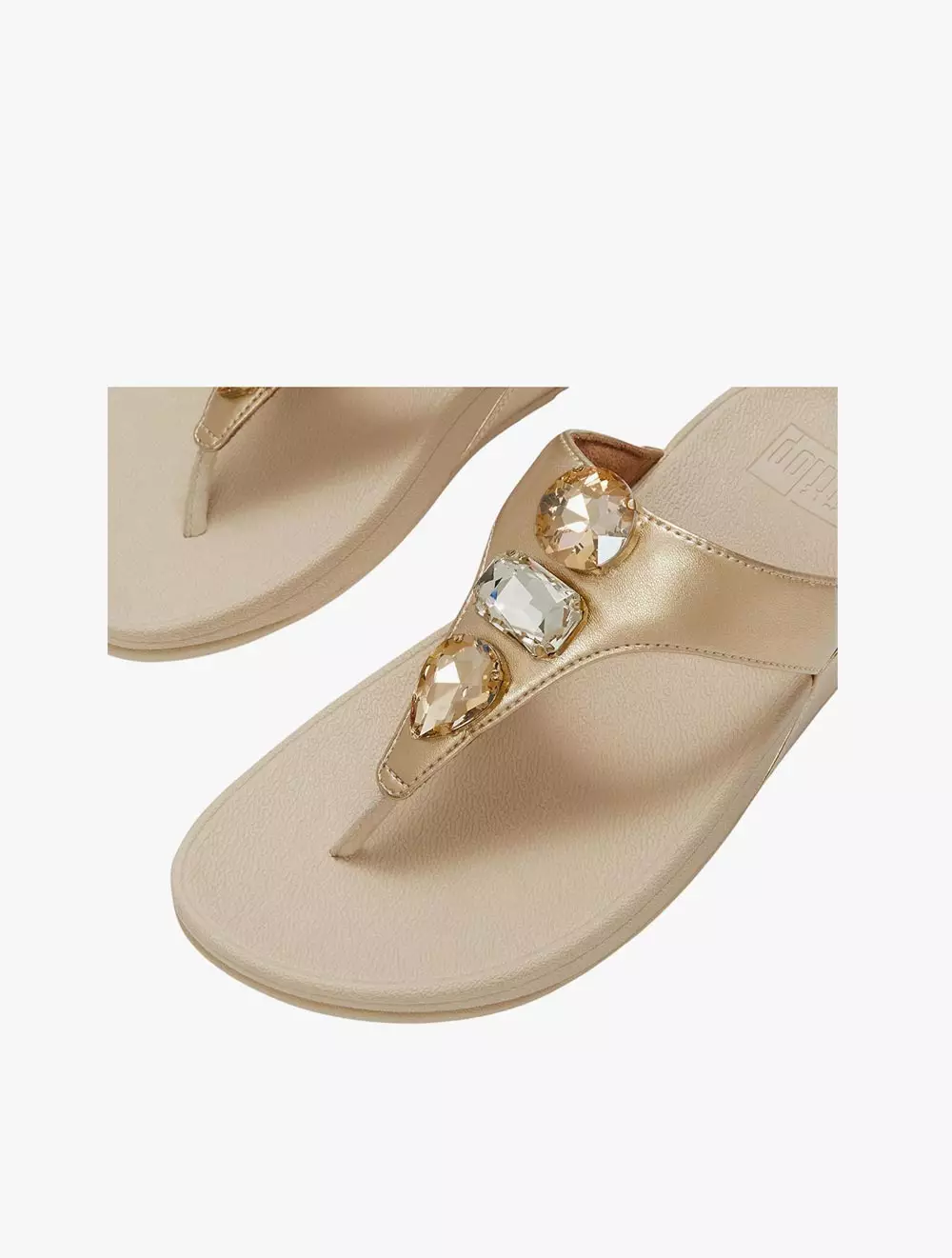Fitflop Lulu Ultra-Jewel Metallic Toe-Post Women's Sandals - Platino