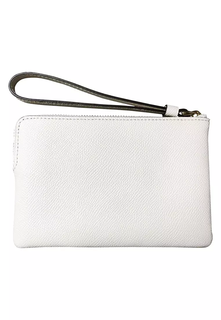 White leather outlet wristlet