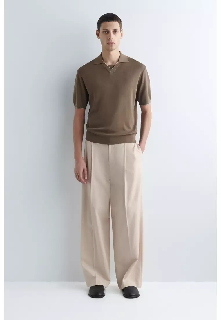 CONTRAST-TIPPED KNITTED POLO SHIRT