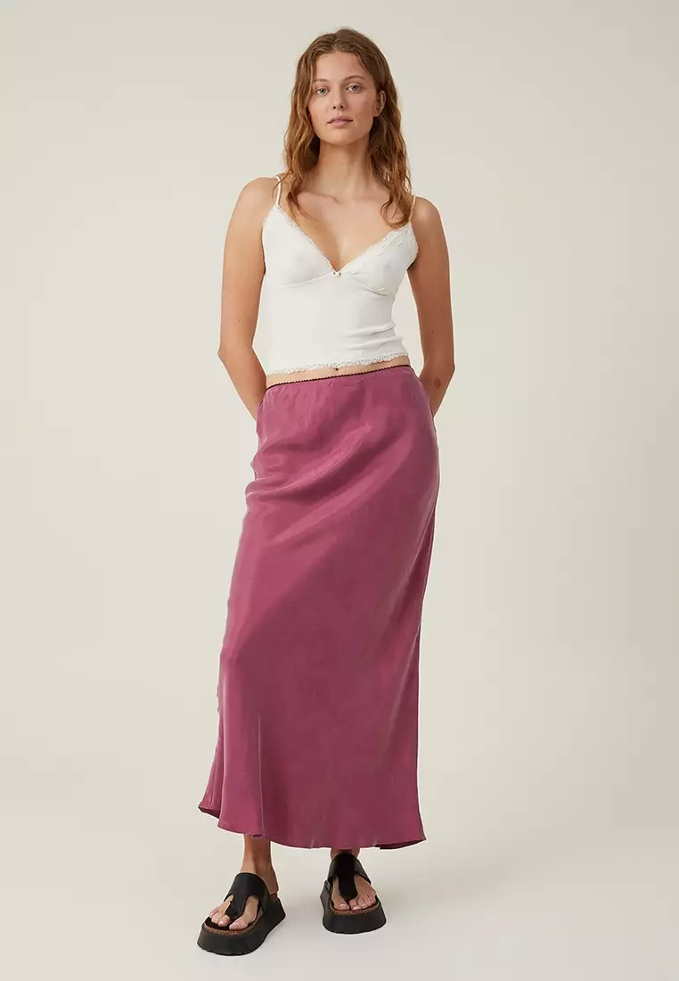 Silk midi shop skirt cotton on