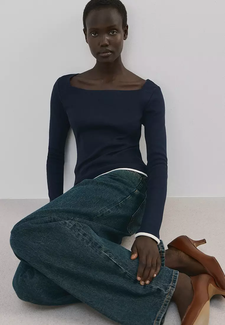 Cotton Boat Neck T-Shirt