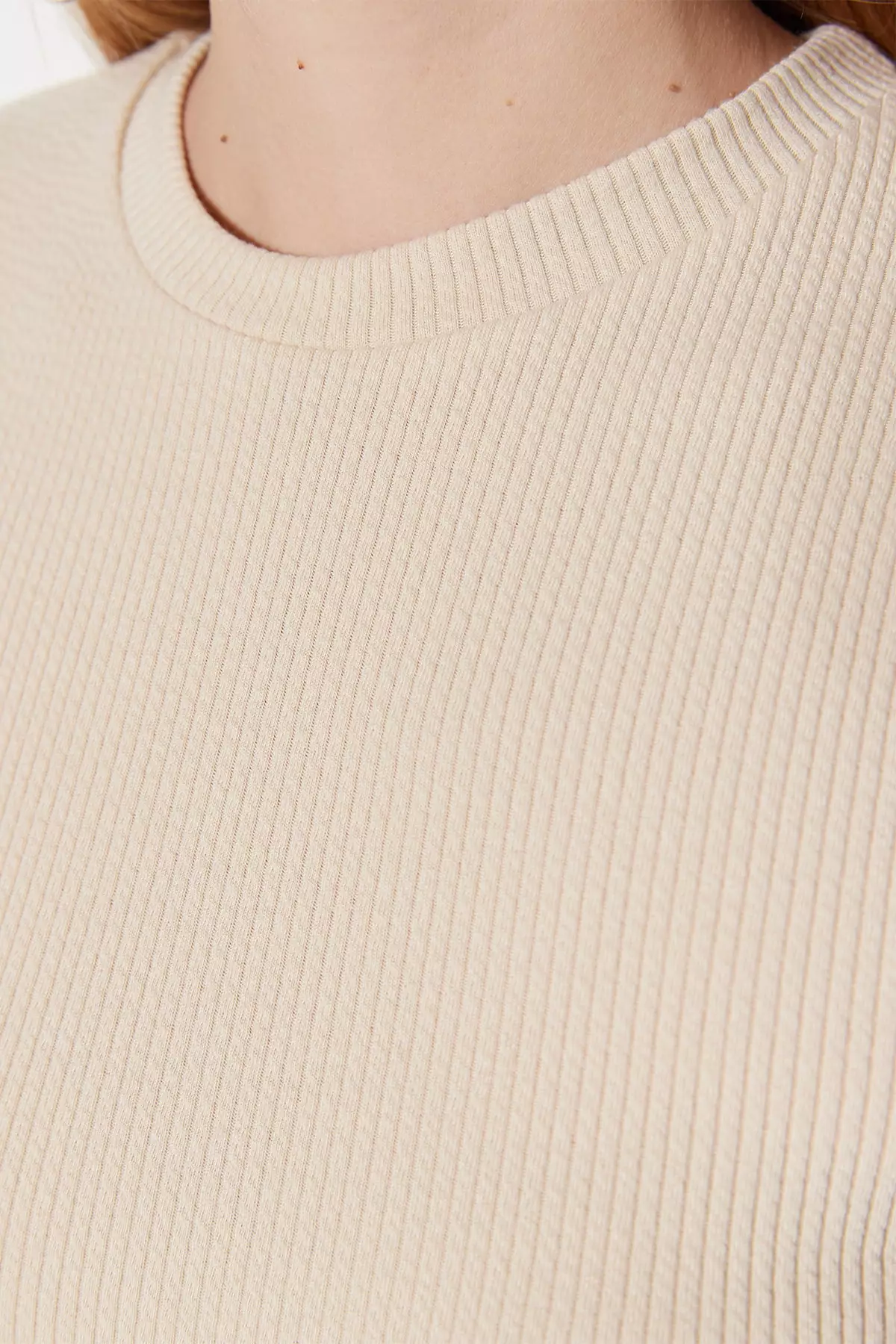 Half Sleeves Knitted Body Tunic with Snap Fastener