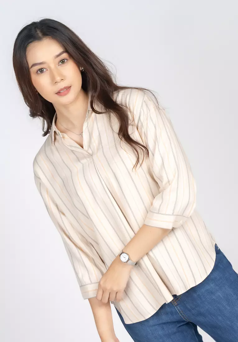 C2 Faniza Khaki Basic Blouse Wanita