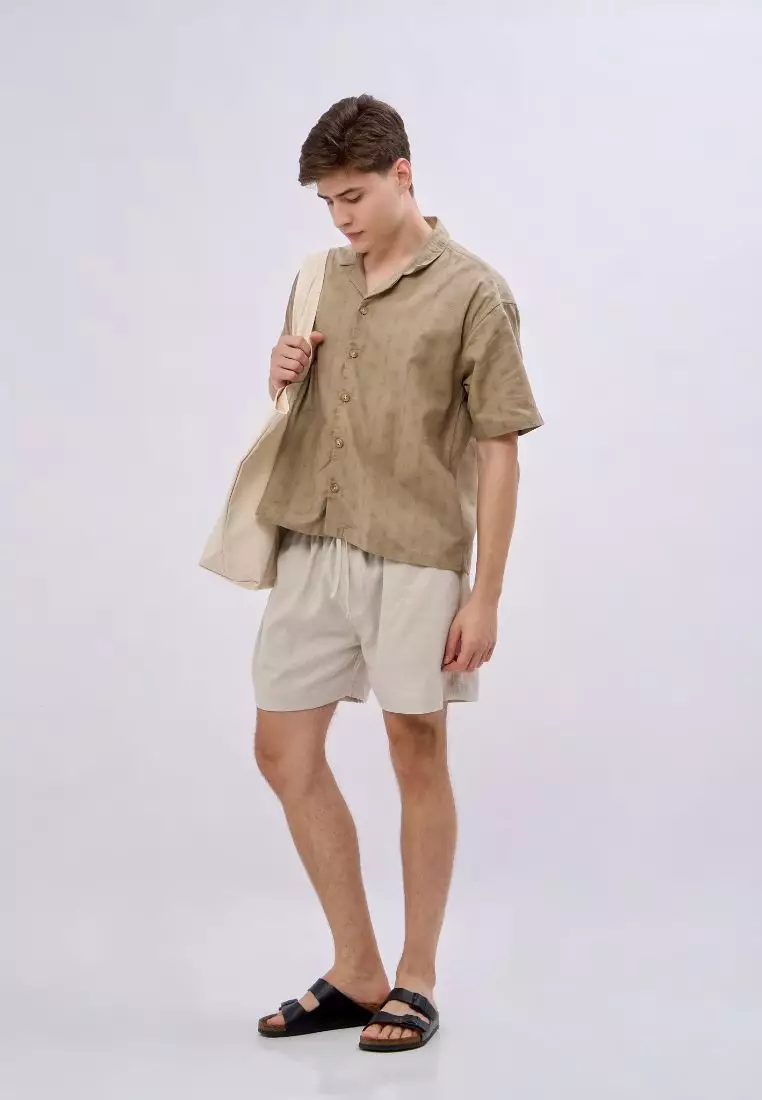 Elnido Celana Pendek Pantai Linen Pria Cream | Linen Beach Shorts Men Cream