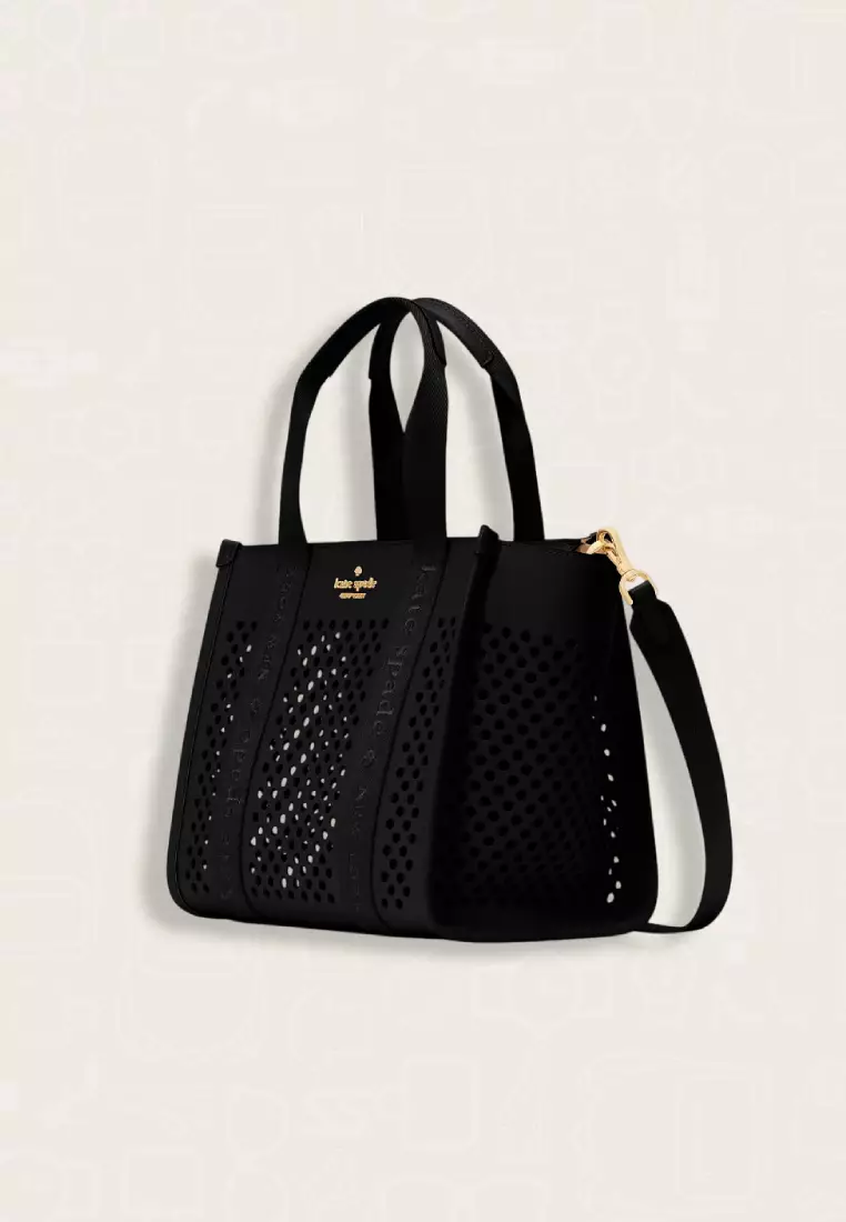 Kate Spade Kip Perforated Leather Small Tote Black
