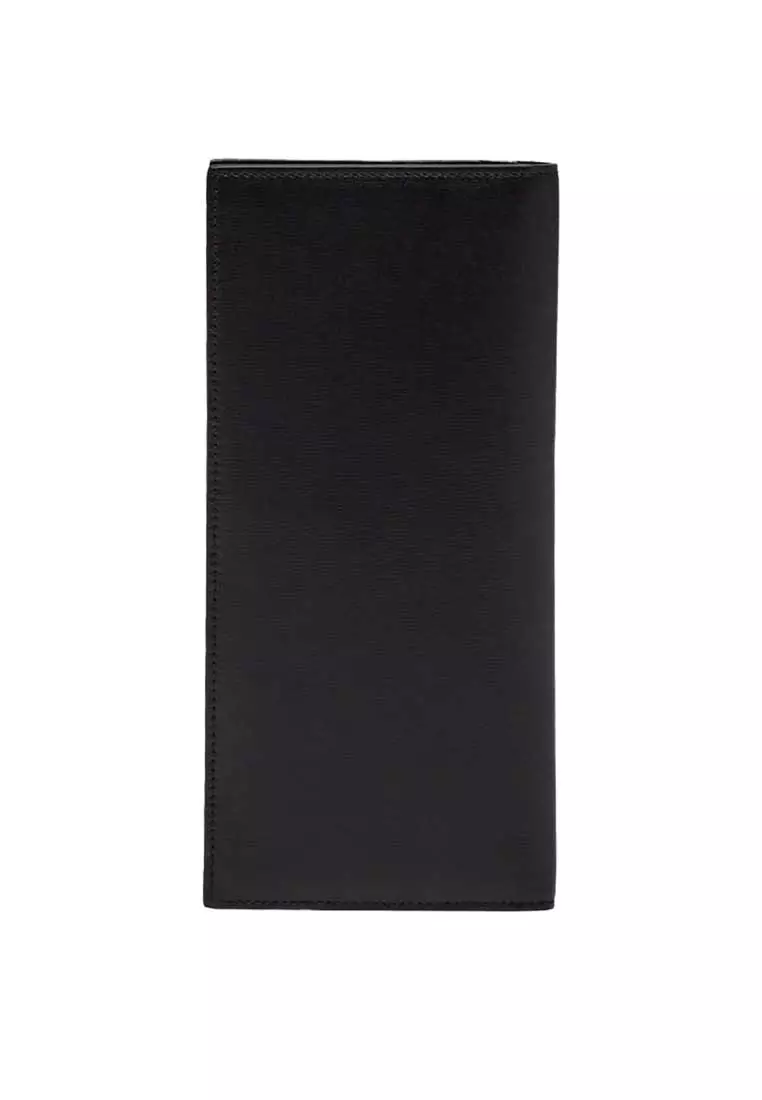 Classic Men's Leather Slim Long Bifold Wallet Black 770106