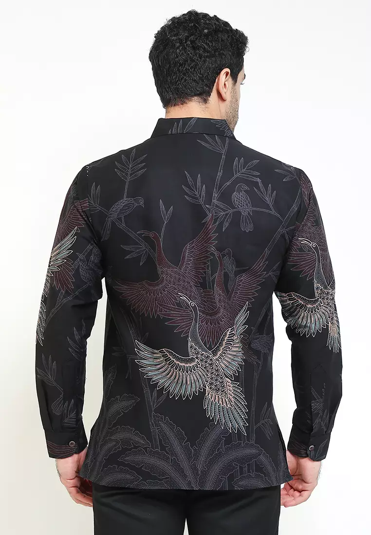 Kemeja Lengan Panjang Pria Reguler Fit Full Furing Rianty Narendra Black