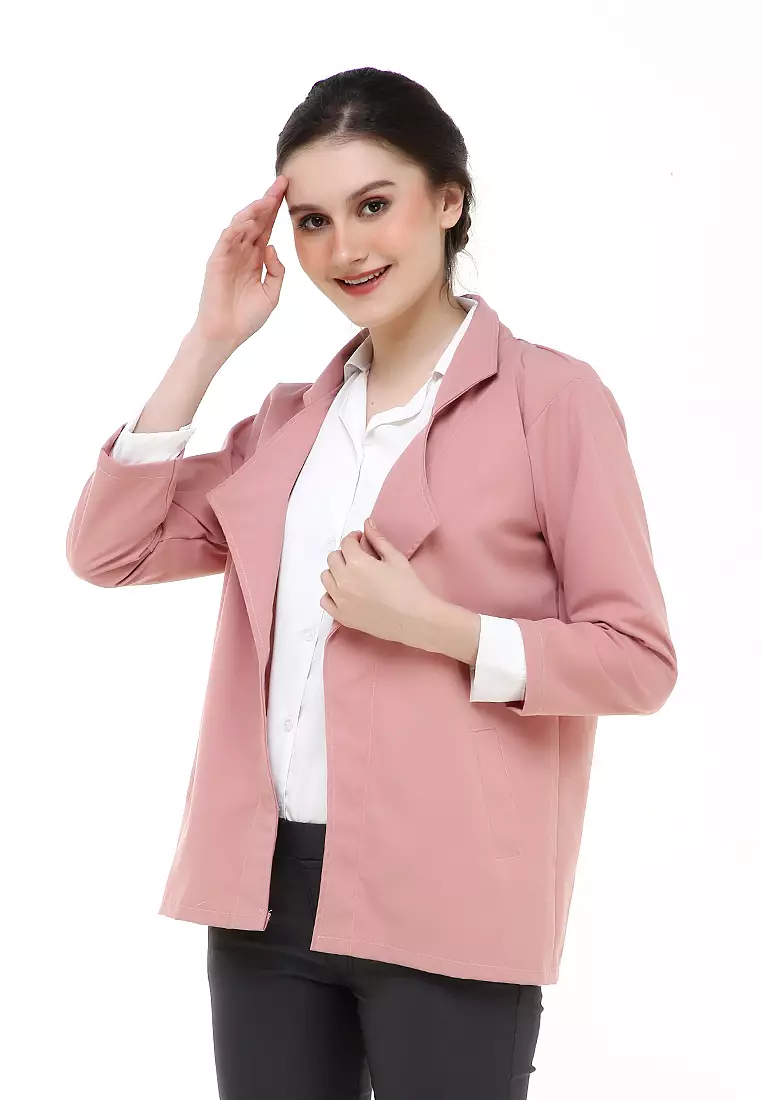 Blazer Wanita Casual Suit Material Baby Canvas ORIGINAL - Pink