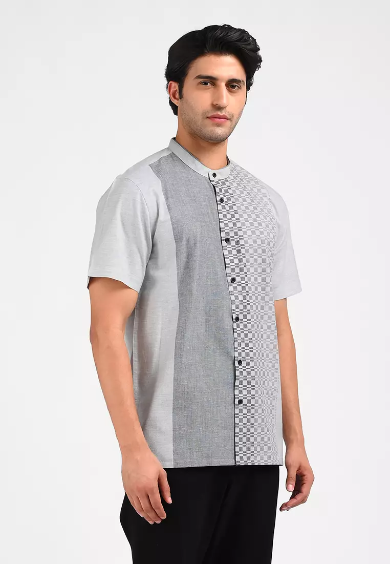 MOC Kemeja Koko Lengan Pendek Pria MUFASA-GREY