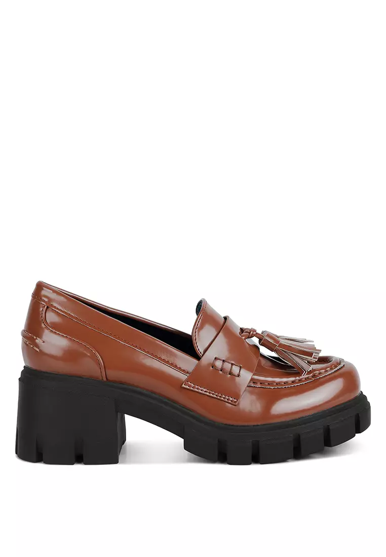 Discount on London Rag  shoes - SKU: Brown Tassels Detail Chunky Loafers