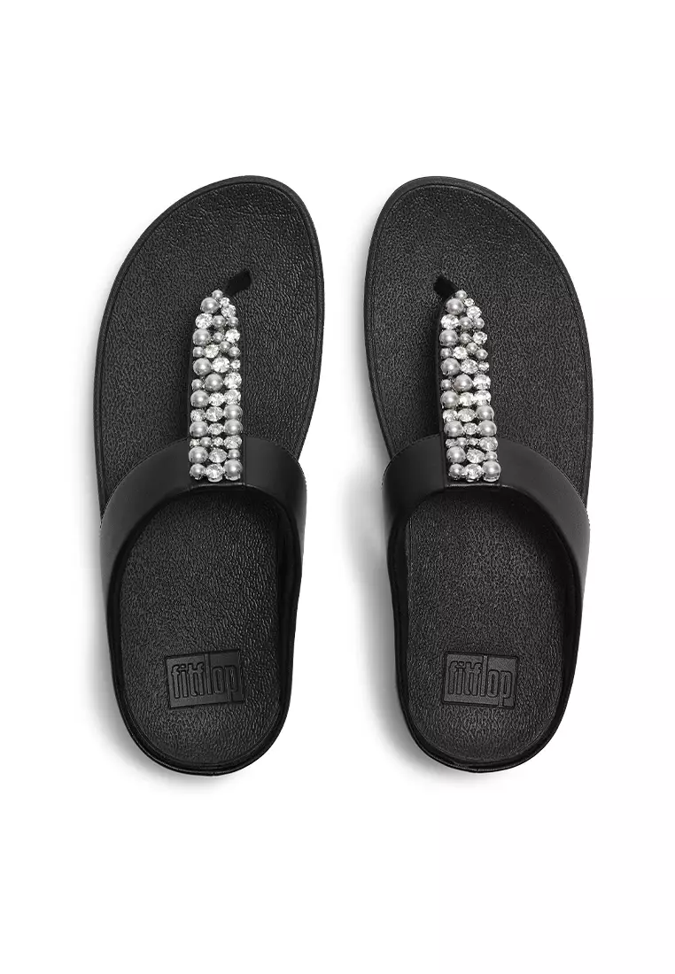 Fino Pearls-And-Crystal Toe-Post Sandals
