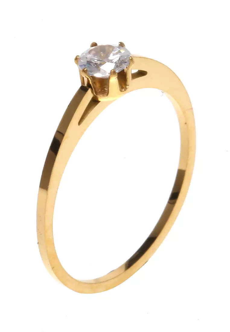 Cincin Diamond Aksesoris Wanita Fashion Ring Premium Quality - Gold