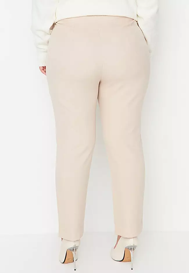 Plus Size Cigarette Woven Trousers