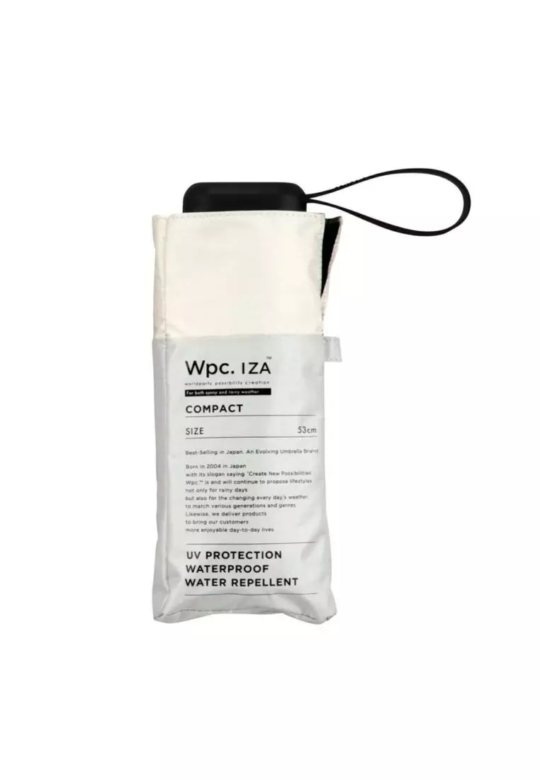 WPC IZA Compact (2025) UV Protection UPF 50+ Umbrella 53cm (Light Grey X Off White)