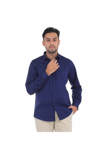 Jual Scotch Co Scotchco Kemeja Pria Lengan Panjang Formal Billy Basic Shirt Bahan Spandex Warna Biru Navy 17615 Original Zalora Indonesia