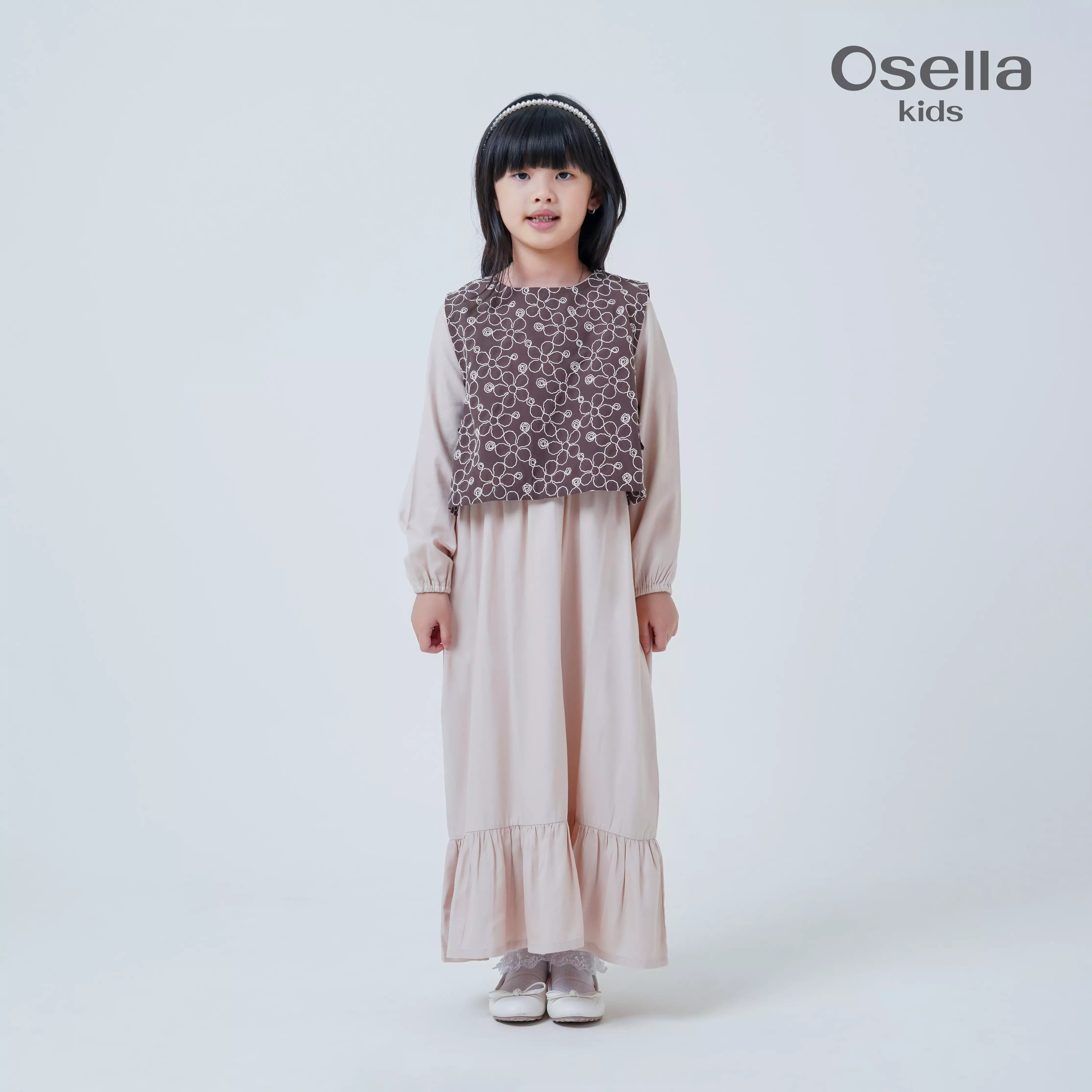 Osella Kids Zyifa Removable Embroidered Layered Dress 1357660489 | Gaun Raya Anak Perempuan