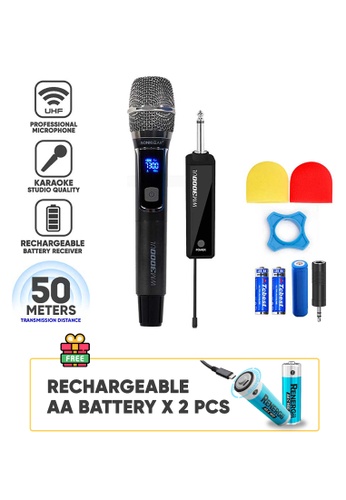 Sonicgear black SonicGear WM 3000UL UHF Wireless Microphone | Vocals Mic | Free Rechargeable Battery 73083ES3EDBDB6GS_1