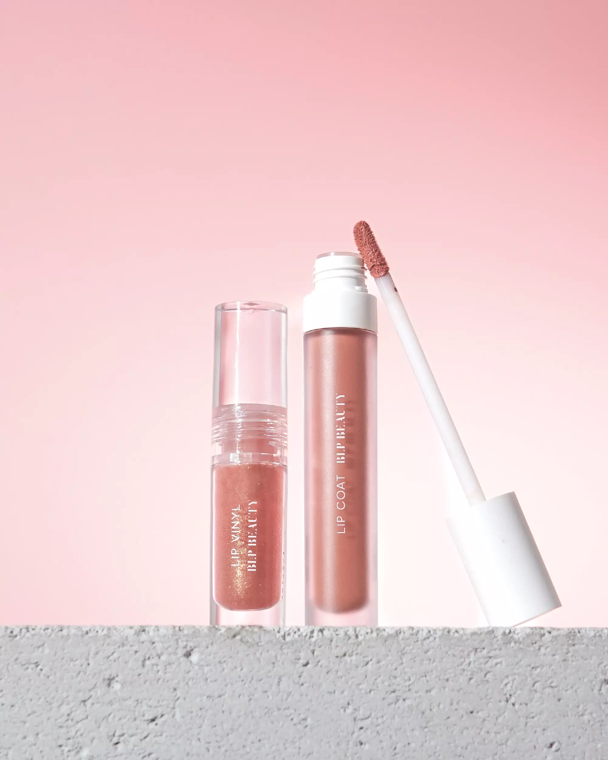 The Glossy Lips Bundle — Lip Vinyl Glass x Lip Coat Peach Soda