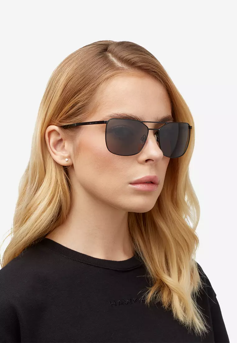 HAWKERS POLARIZED Black Dark SENSE Sunglasses for Men and Women, Unisex. UV400 Protection. Official Product designed in Spain