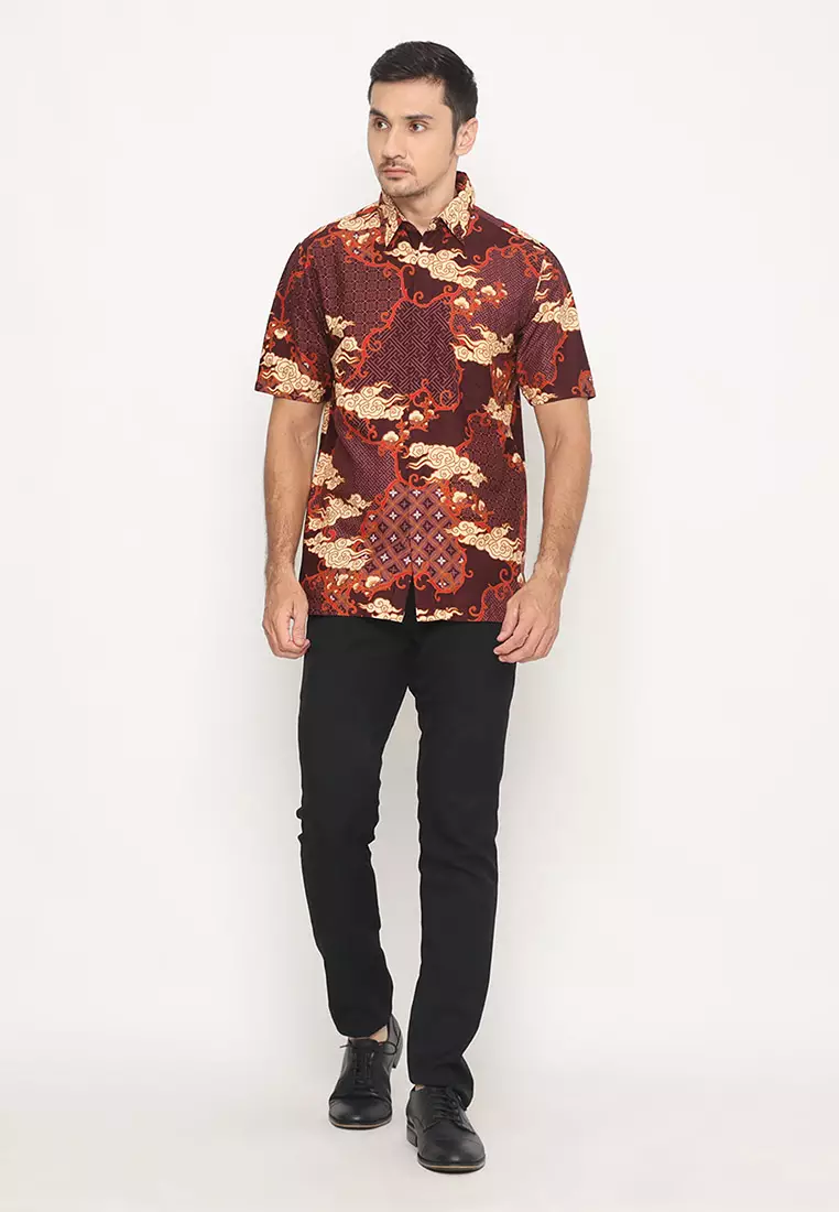 Hadinata Batik Pria Kemeja Pendek Caraka Cinta