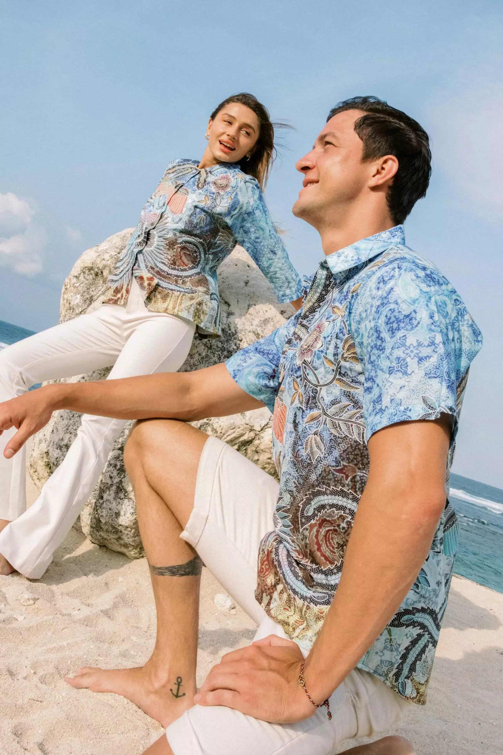 Naraya Blue Blouse Wanita  Digital Print