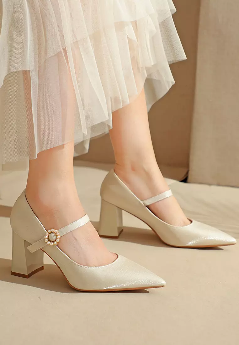 7CM Satin Mary Jane Shoes 873-5