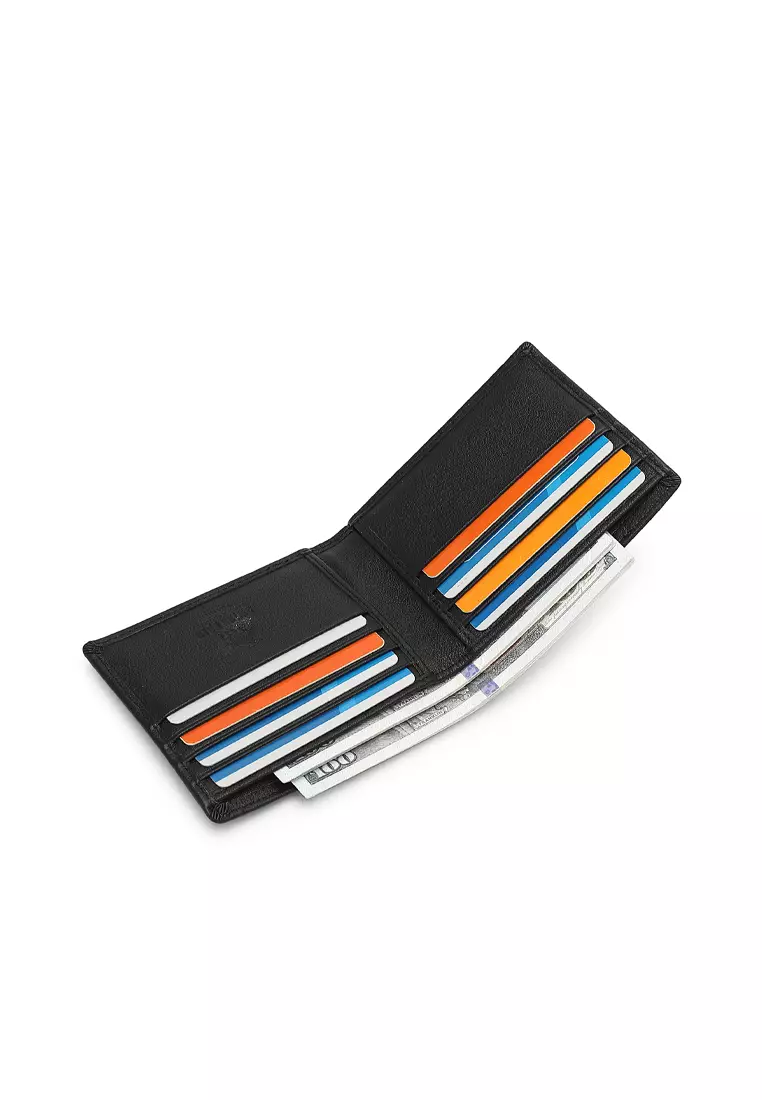 Men's Genuine Leather RFID Blocking Fortune Wallet - Black