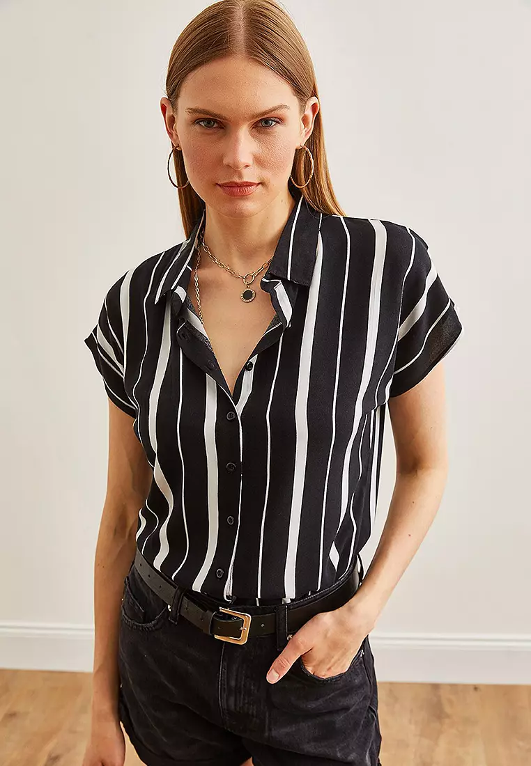 Thick Striped Bat Viscose Shirt