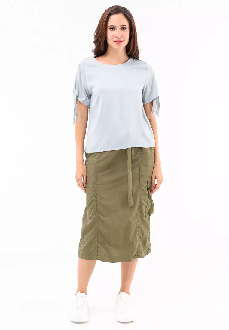 Woven Plain S.Twill Rayon Short Sleeve Blouse