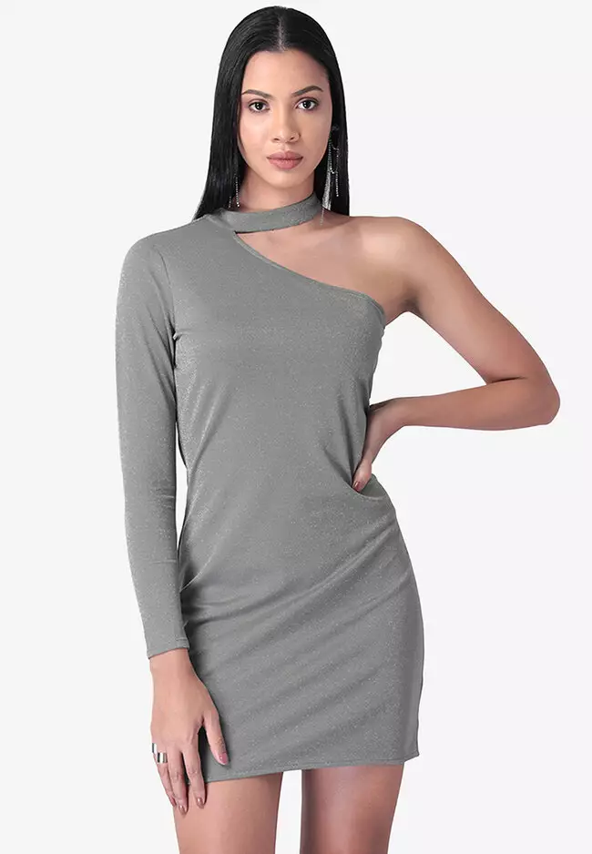 FabAlley One Shoulder Choker Neck Bodycon Dress