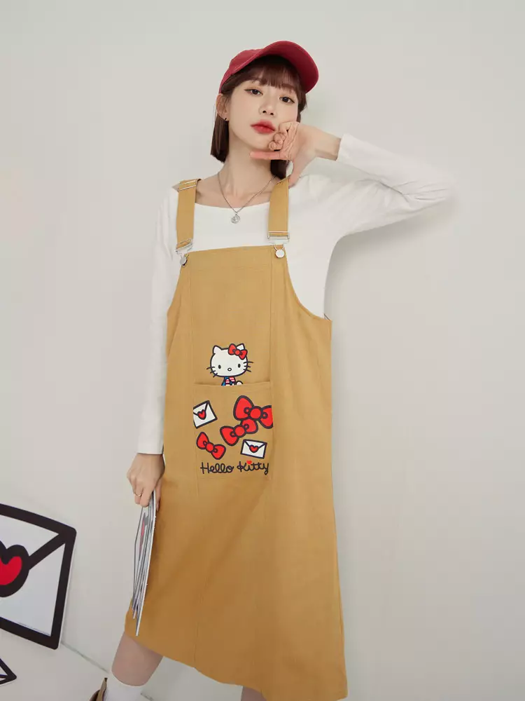 KITTY 潮流經典．全彩口袋印花吊帶裙《IK0023》