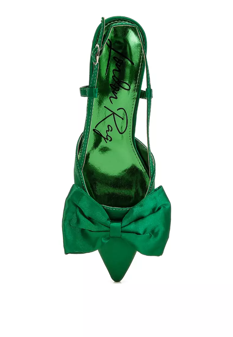 Sandal Slingback Pita Satin Warna Hijau