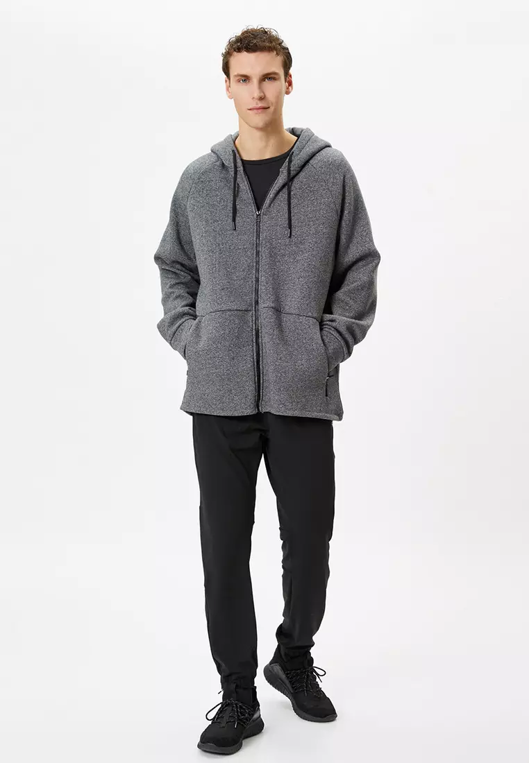 Zip Raglan Sleeves Hoodie