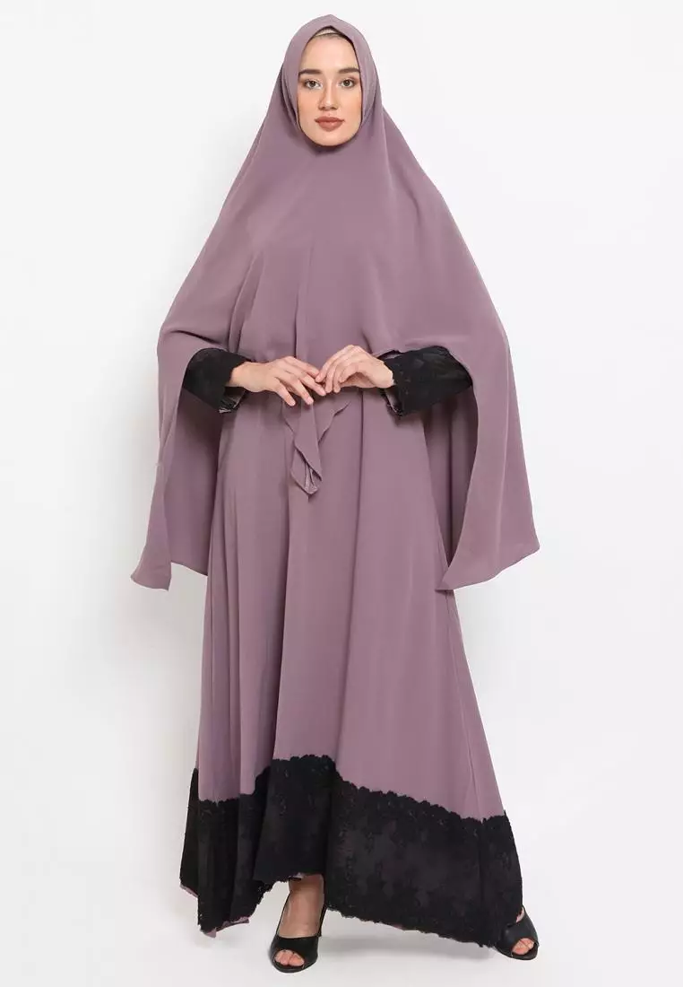 Queenza Set Gamis Wanita Muslimah By Zayidan Adzkia Brukat - Rose Taupe