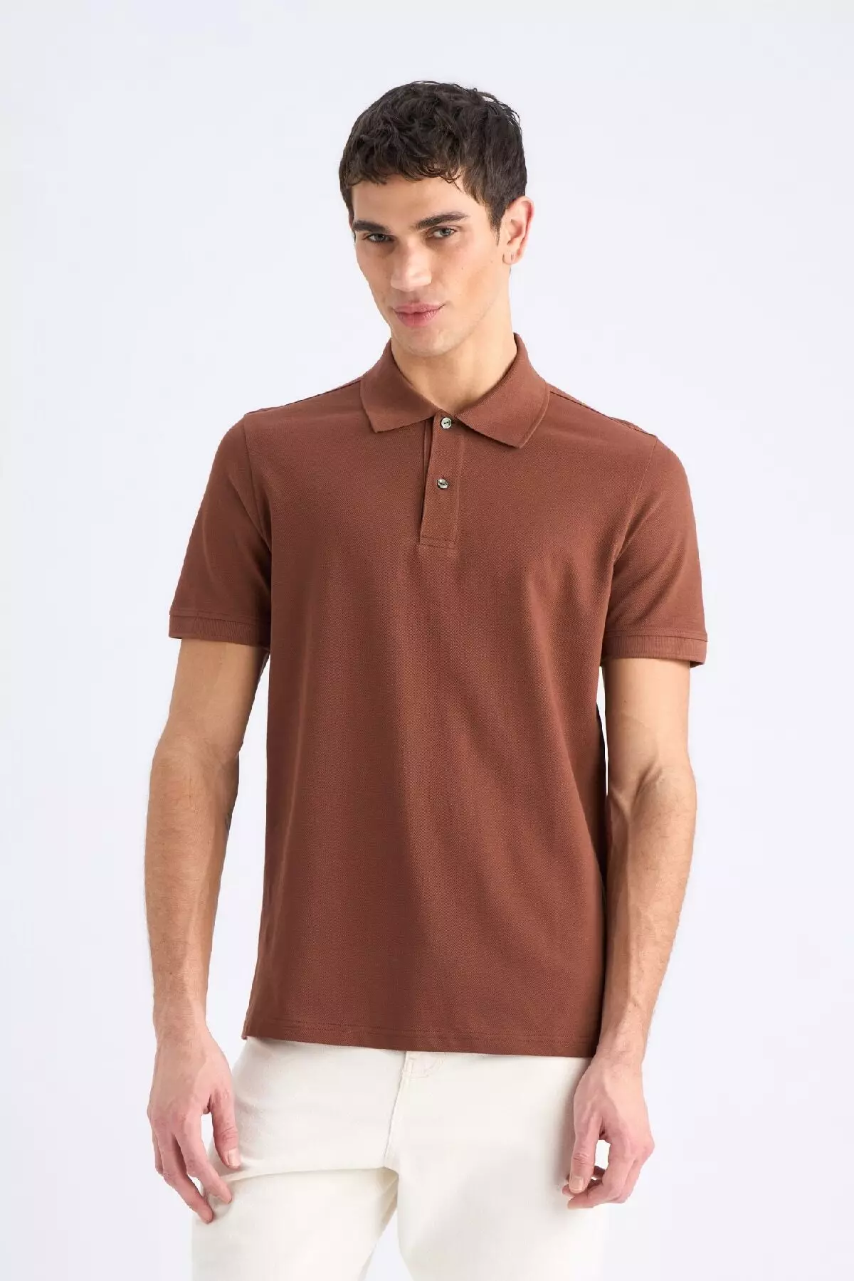100% Cotton Regular Fit Short Sleeve Basic Plain Pique Fabric Polo T-Shirt C1293Ax25Sp