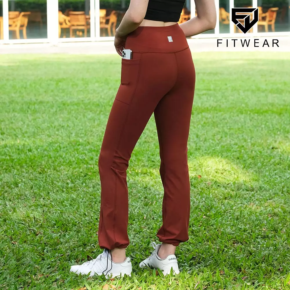 Fitwear - Legging Jogger Olahraga Wanita LINDA 2IN1 ANKLE SERUT - BRICK DRYFIT 2POCKET
